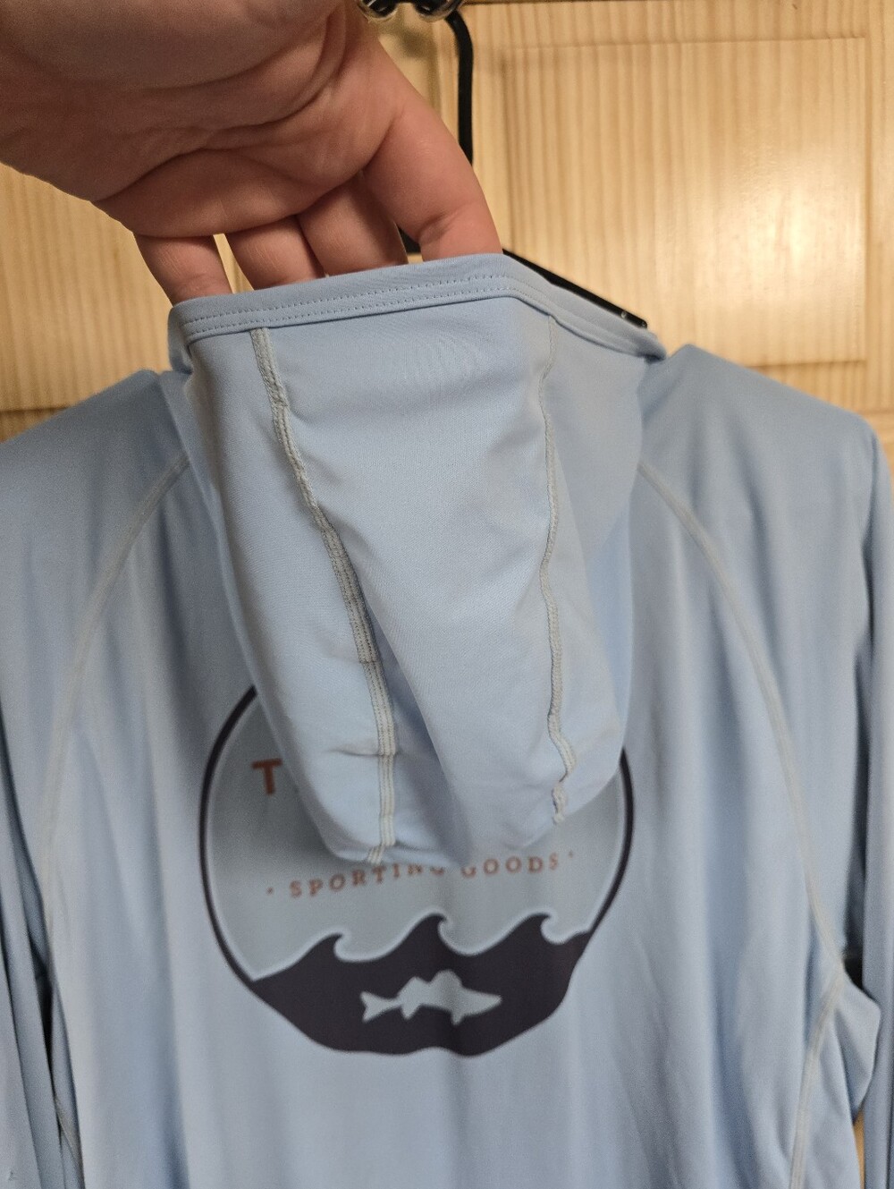 Simms Men’s Hooded Performance Shirt - Pale Blue with Black Logo - Picture 10 of 13
